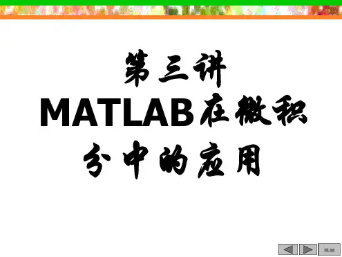 第2讲MATLAB微积分中的应用