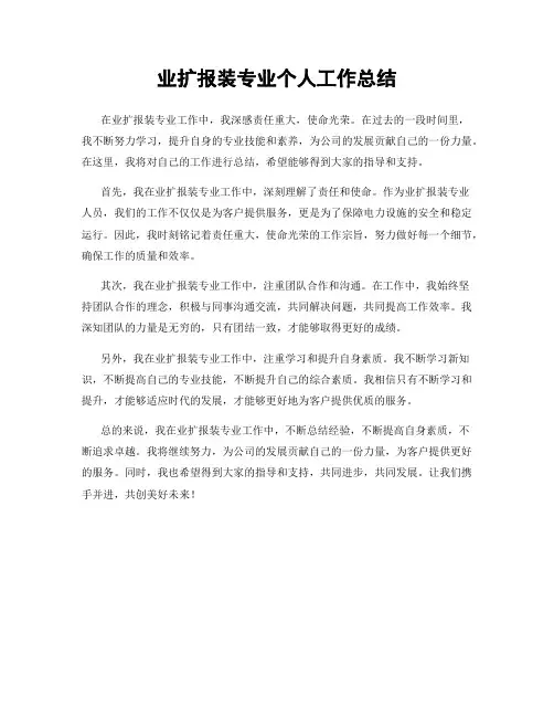 业扩报装专业个人工作总结