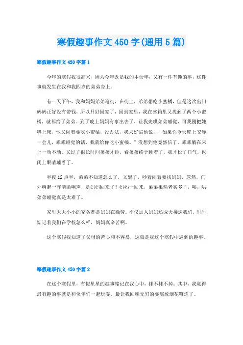 寒假趣事作文450字(通用5篇)