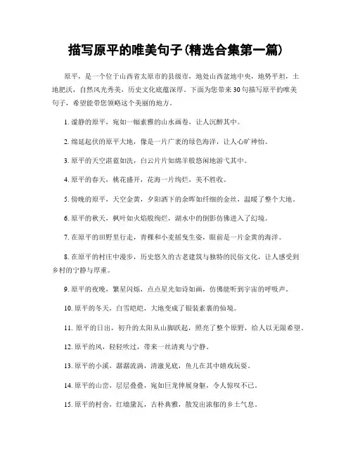 描写原平的唯美句子(精选合集两篇)