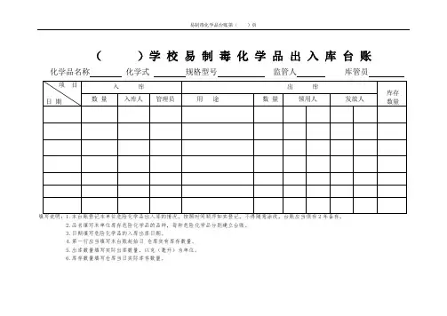 易制毒化学品出入库台账
