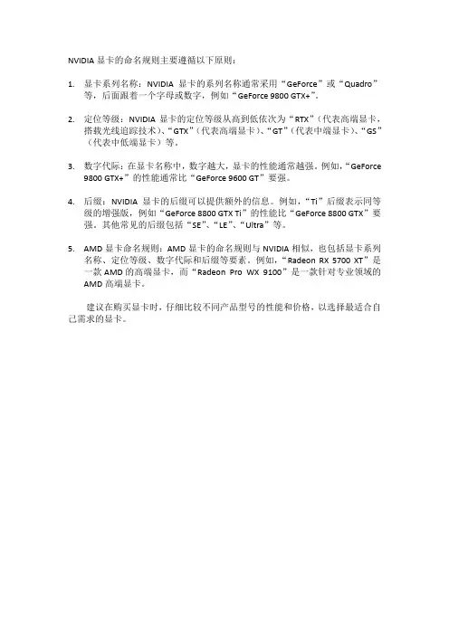 nvidia显卡命名规则