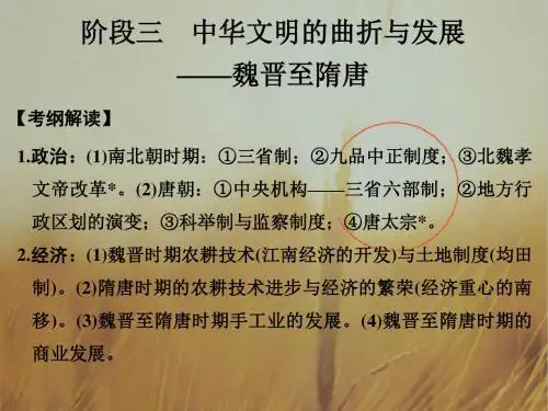2018版高考历史人教 通史版大一轮复习配套课件：阶段三 中华文明的曲折与发展 课时 精品