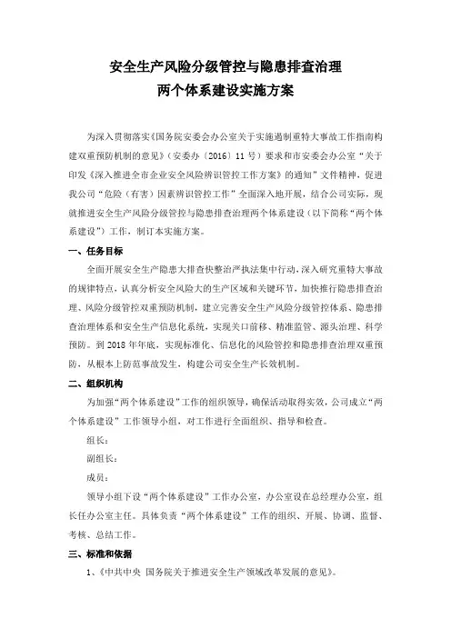 两个体系建设实施方案