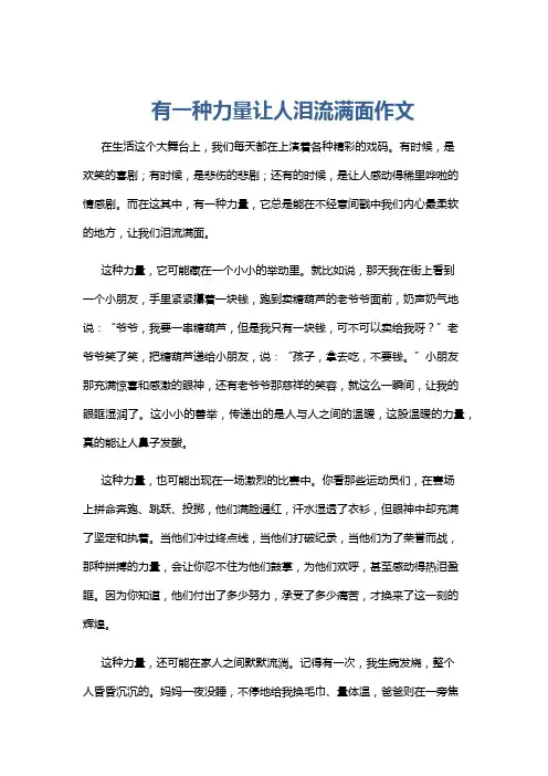 有一种力量让人泪流满面作文