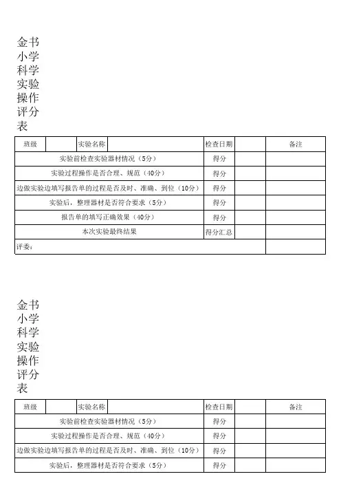 科学实验评分表