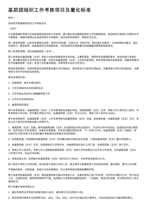 基层团组织工作考核项目及量化标准