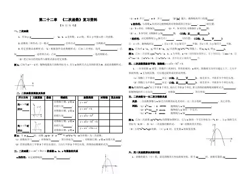 人教版初三数学上册第22章 《二次函数》复习资料(知识结构)
