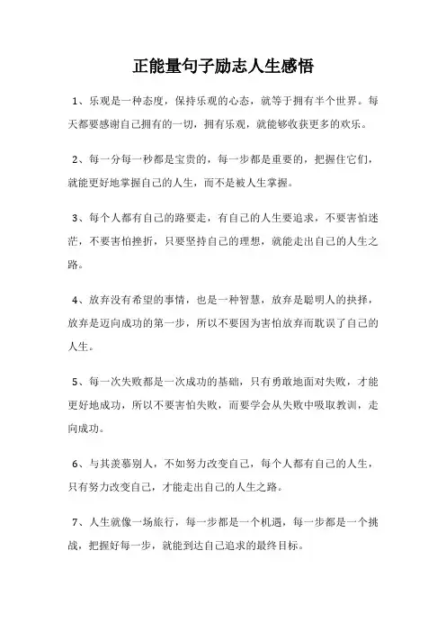 正能量句子励志人生感悟