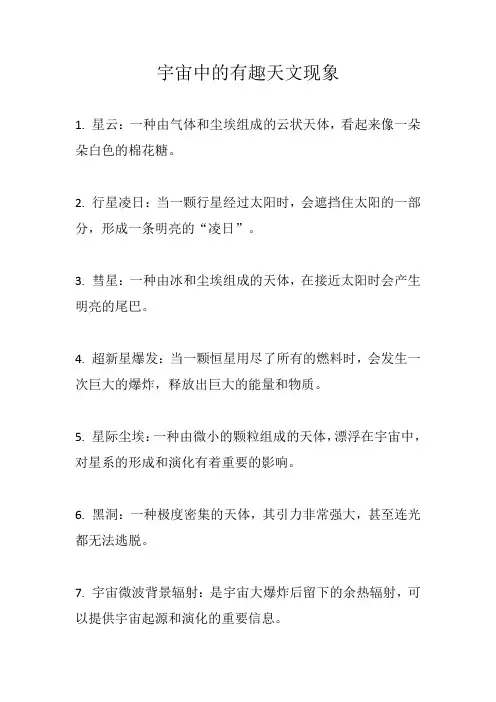 宇宙中的有趣天文现象