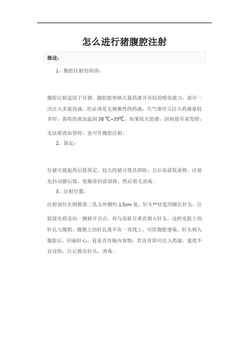 怎么进行猪腹腔注射