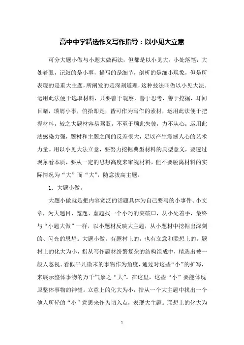 高中中学精选作文写作指导：以小见大立意
