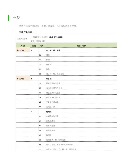 三大产业分类
