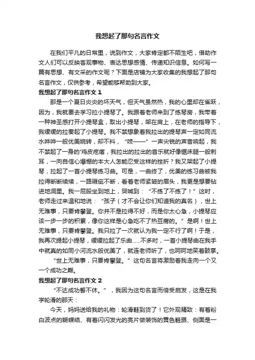 我想起了那句名言作文