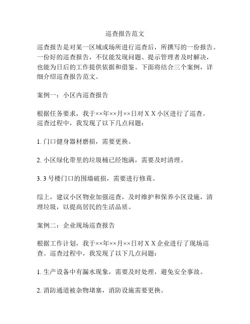 巡查报告范文