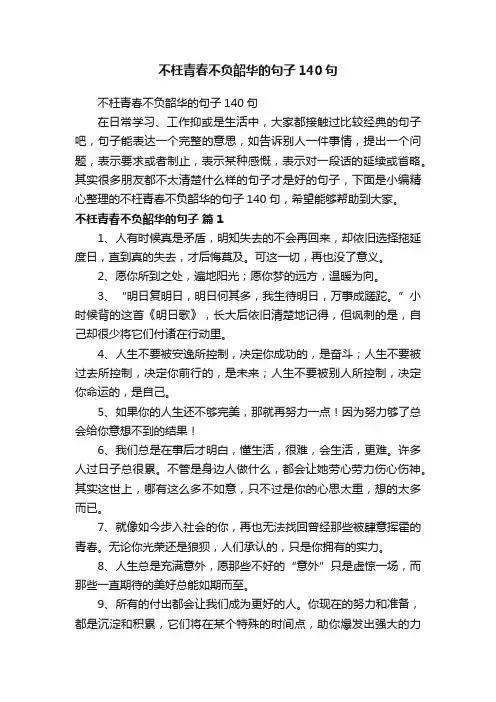 不枉青春不负韶华的句子140句