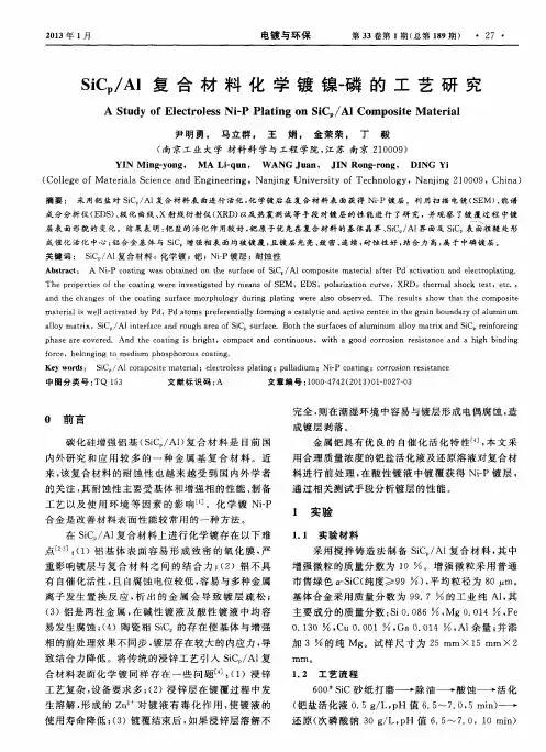 SiCp／Al复合材料化学镀镍-磷的工艺研究