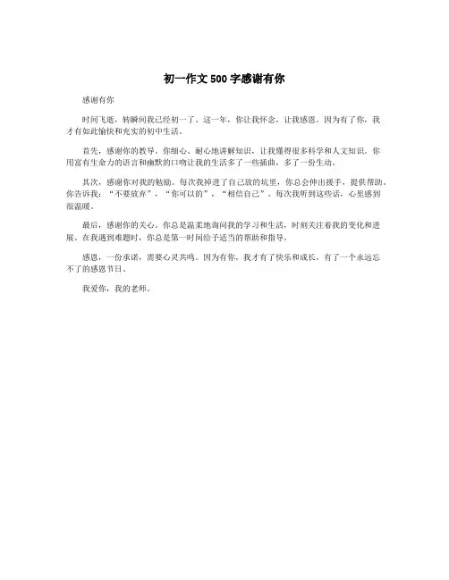 初一作文500字感谢有你
