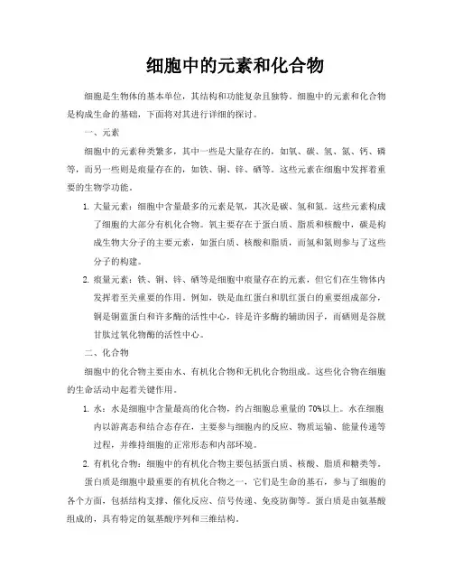 细胞中的元素和化合物