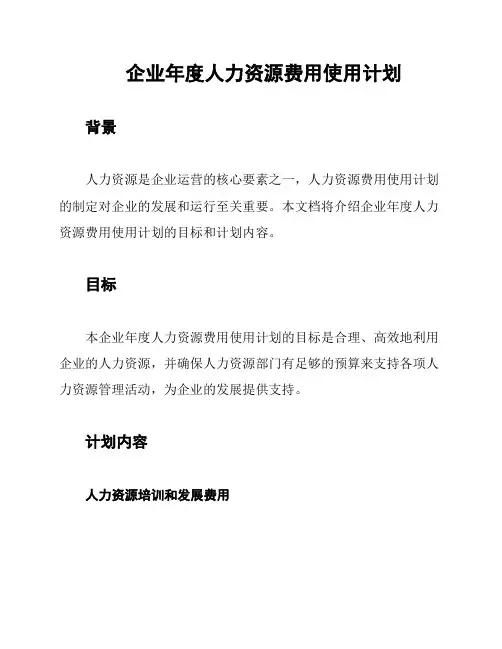 企业年度人力资源费用使用计划
