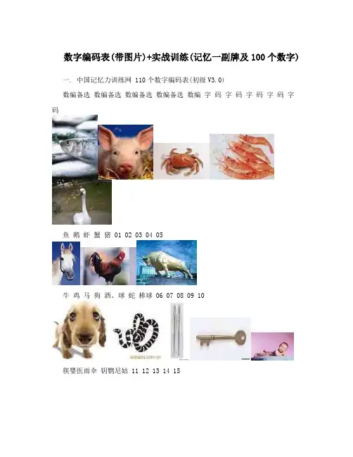 数字编码表(带图片)+实战训练(记忆一副牌及100个数字)