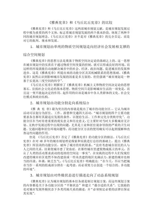 雅典宪章》和《马丘比丘宪章》的比较