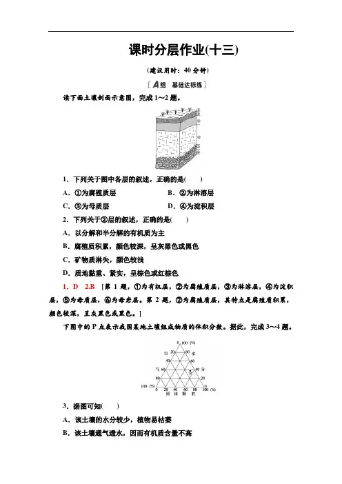 高中地理新教材人教版必修第一册课时分层作业土壤 Word版含解析