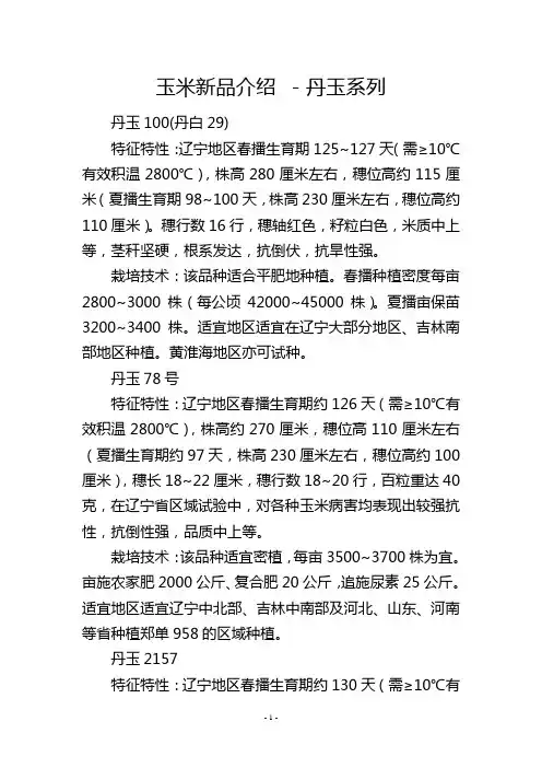 玉米新品介绍-丹玉系列