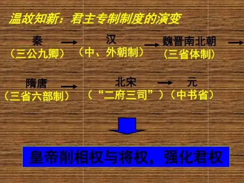 高中历史人教版必修一第一单元第4课《明清君主专制的加强》公开课教学课件 (共22张PPT)