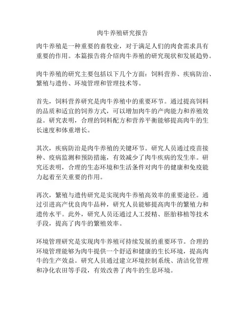 肉牛养殖研究报告