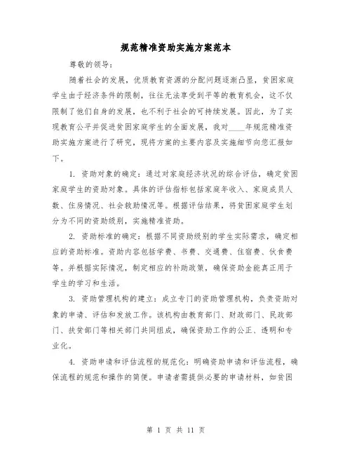 规范精准资助实施方案范本(四篇)