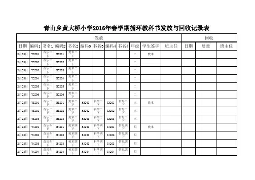 循环教科书发放与回收登记表