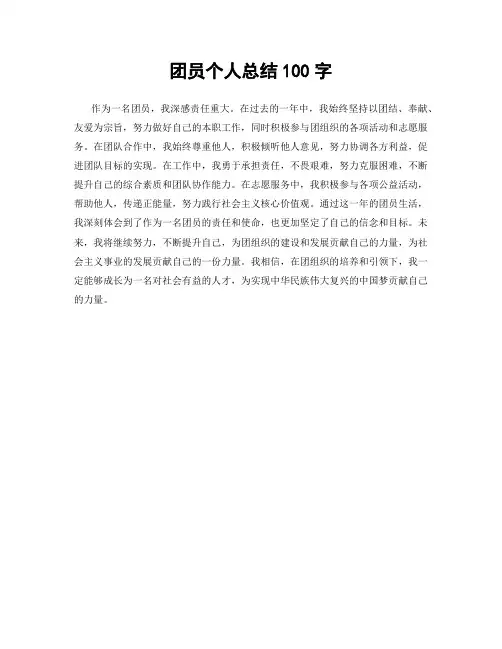 团员个人总结100字