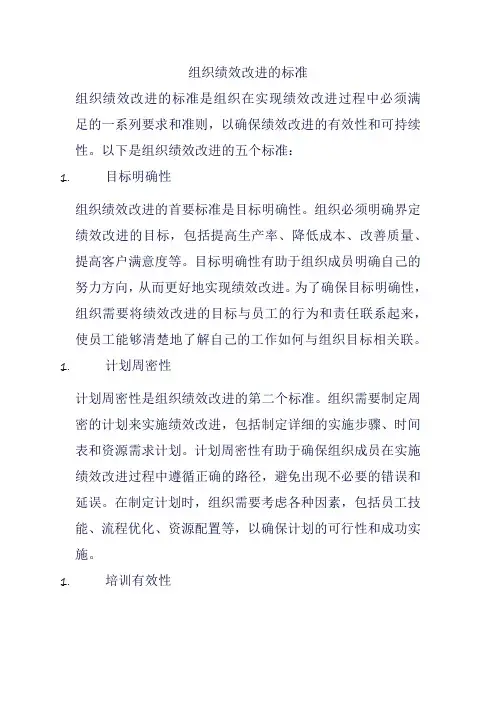 组织绩效改进的标准