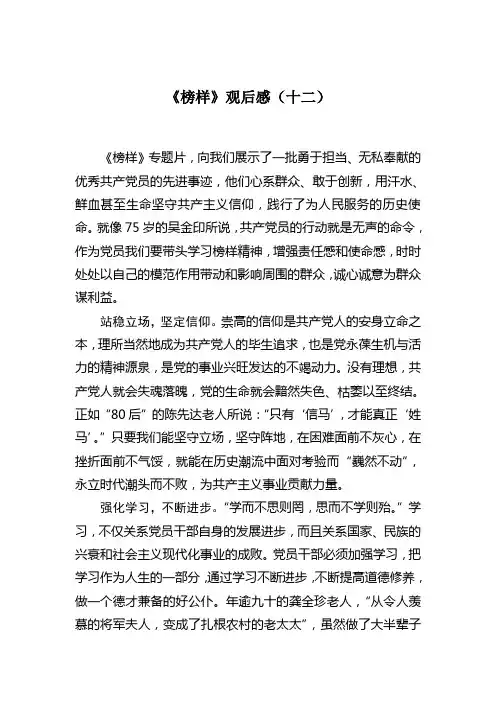 《榜样》观后感(十二)