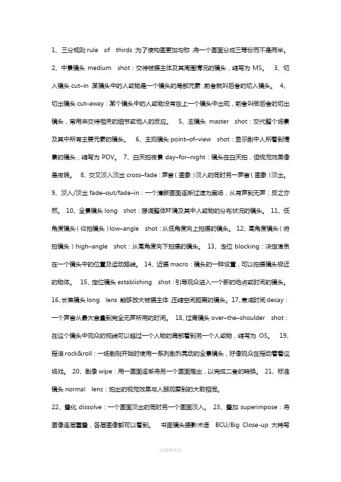 剧本专用缩写术语