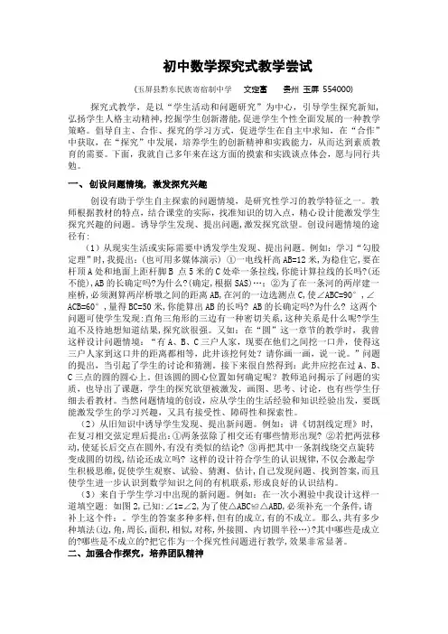 初中数学探究式教学尝试(文定富)