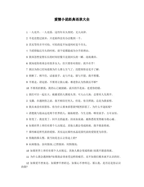 爱情小说经典语录大全