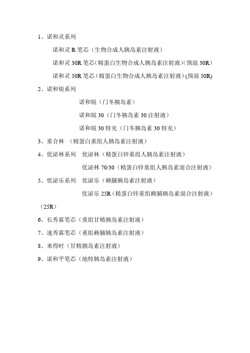 糖尿病常用的胰岛素分类总结