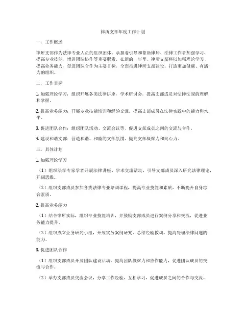 律所支部年度工作计划