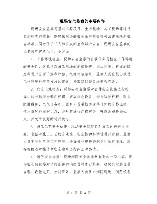 现场安全监察的主要内容
