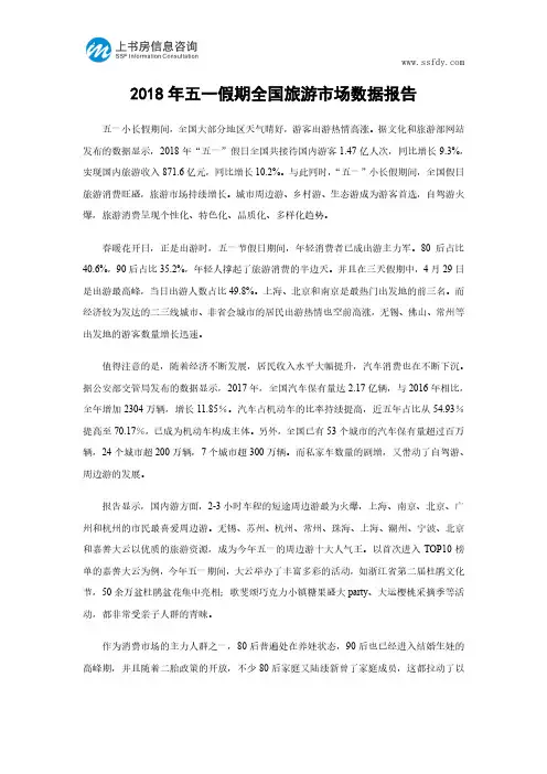 2018年五一假期全国旅游市场数据报告-上书房信息咨询