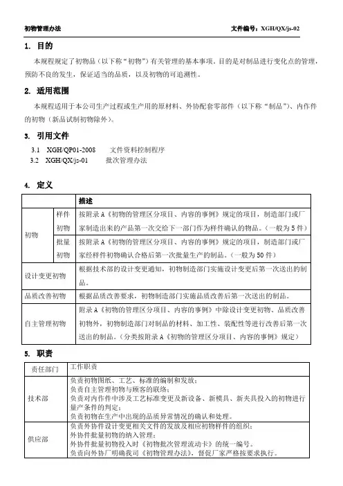 初物管理办法