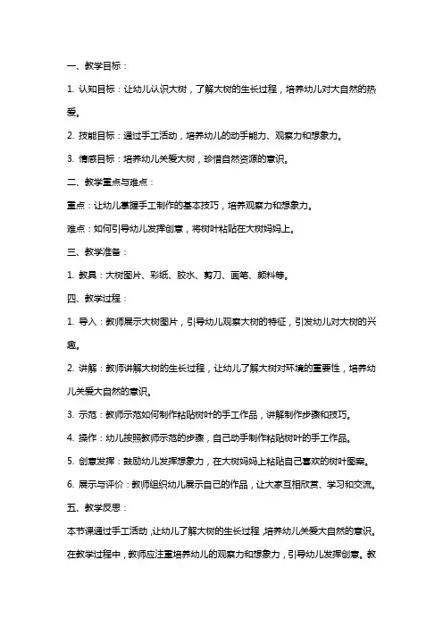 幼儿园小班美术教案我给大树妈妈粘树叶