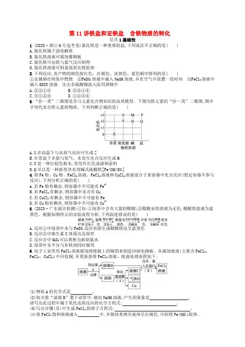 适用于新高考新教材备战2025届高考化学一轮总复习第3章金属及其化合物第11讲铁盐和亚铁盐含铁物质的