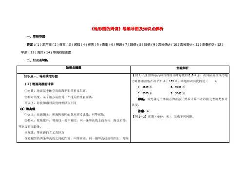 七年级地理上册1_4地形图的判读思维导图及知识点解析新版新人教版1