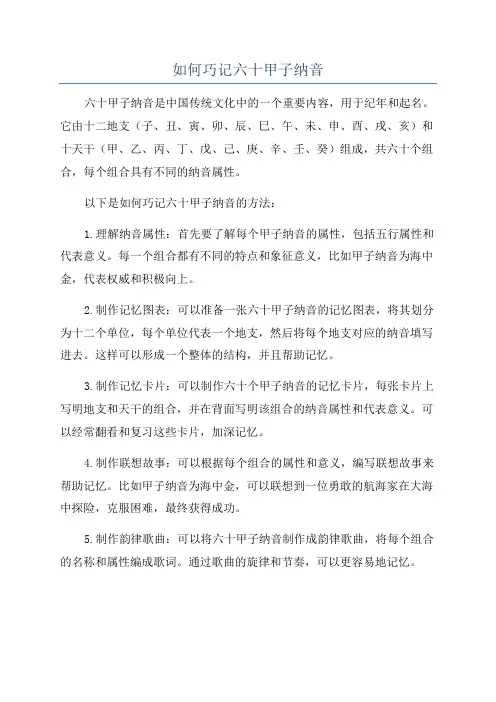 如何巧记六十甲子纳音