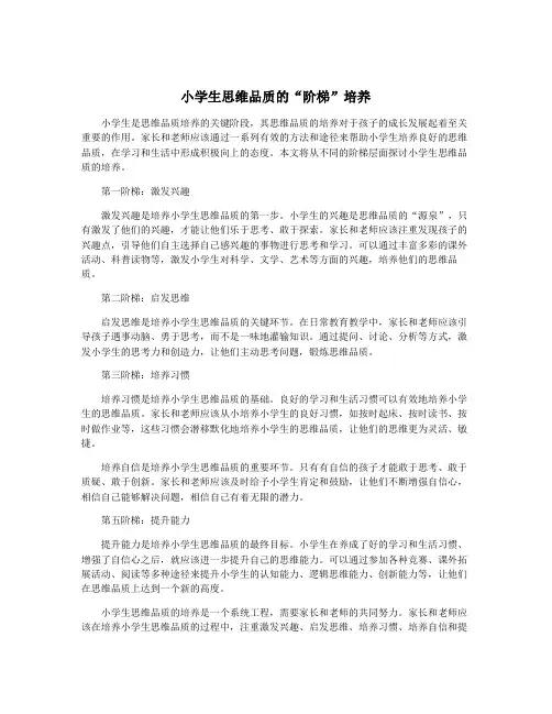 小学生思维品质的“阶梯”培养