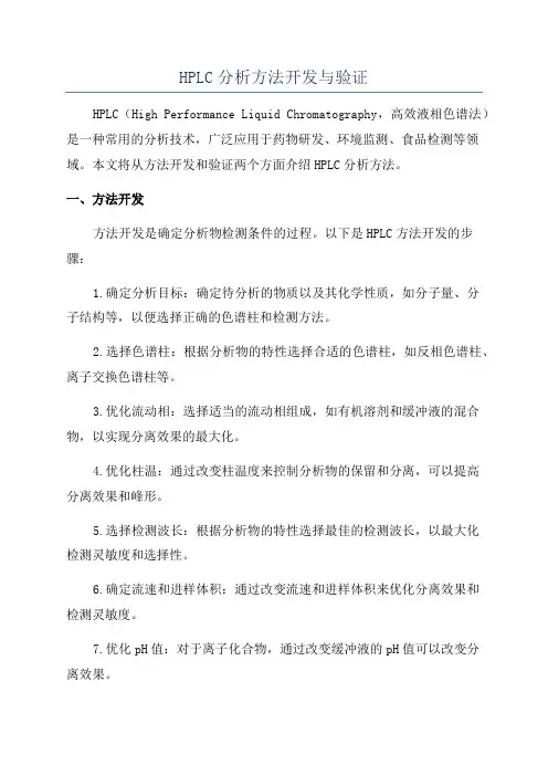 HPLC分析方法开发与验证