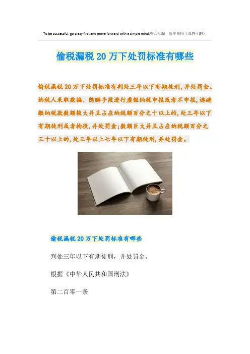 偷税漏税20万下处罚标准有哪些